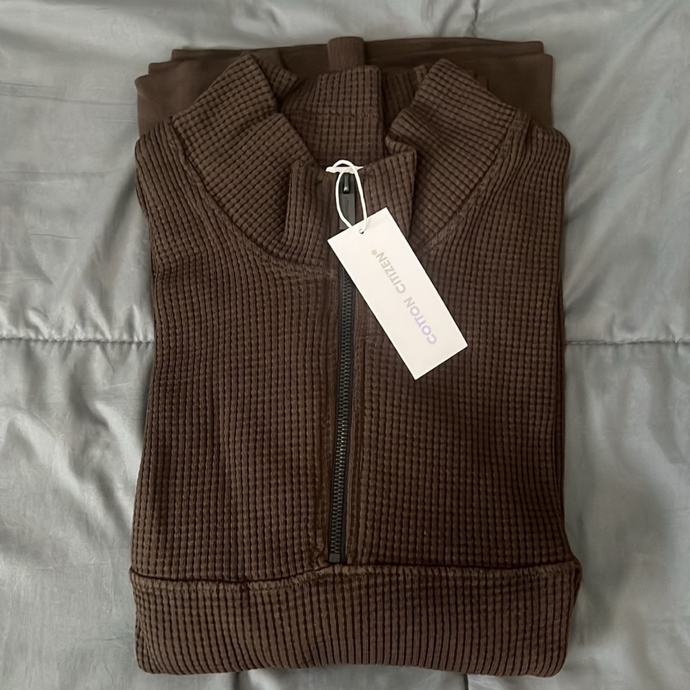 Cotton Citizen Cooper Half Zip Espresso NWT